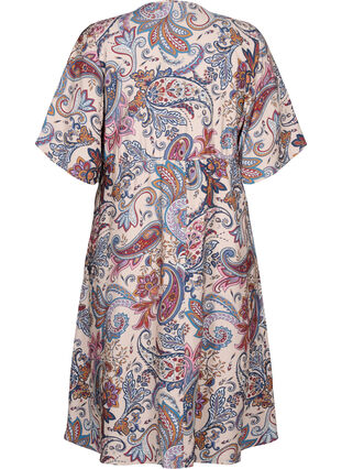 Zizzifashion Short sleeve viscose dress in a paisley print, Sand Do. Paisley AOP, Packshot image number 1