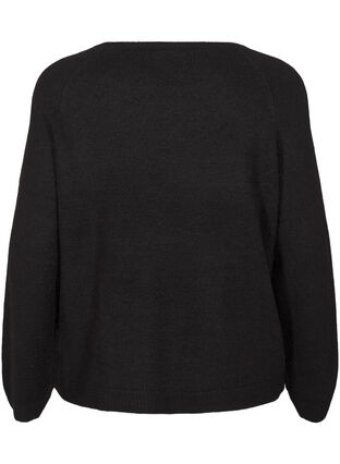 Zizzifashion Loose-fitting knitted blouse with round neck, Black, Packshot image number 1