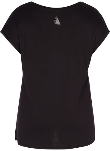 Zizzifashion Top with short sleeves, Black Fearless, Packshot image number 1