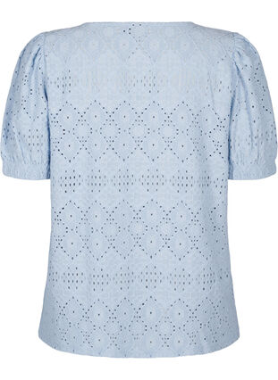 Zizzifashion Short-sleeved blouse with lace pattern, Cashmere Blue, Packshot image number 1