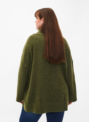 Zizzifashion Melange knit sweater with turtleneck, Winter Moss Mel., Model image number 1