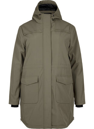 Zizzifashion Water-repellent softshell jacket with quilted lining, Tarmac, Packshot image number 0