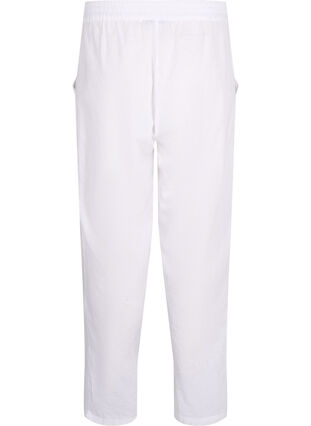 Plain cotton trousers with linen, Bright White, Packshot image number 1