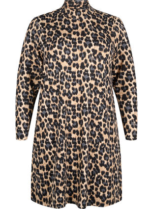 Zizzifashion FLASH - Long sleeve dress with turtleneck, Leopard Print, Packshot image number 0