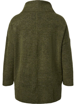 Zizzifashion Melange knit sweater with turtleneck, Winter Moss Mel., Packshot image number 1