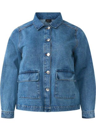 Zizzifashion Denim shirt jacket with pockets, Blue Denim, Packshot image number 0