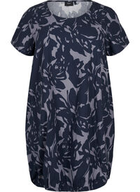 Short-sleeved cotton dress with print