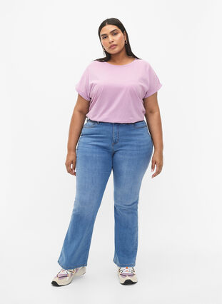 Zizzifashion Short sleeved cotton blend t-shirt, Lavender Mist, Model image number 2