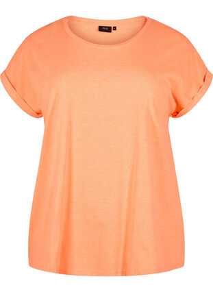 Zizzifashion Neon colored cotton t-shirt, Neon Coral, Packshot image number 0