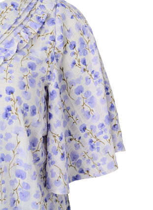 Zizzifashion V-neck short sleeve blouse with floral print, Sand Verbena AOP, Packshot image number 3
