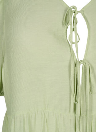 Zizzifashion A-line viscose tunic with lace-up detail, Foam Green, Packshot image number 2