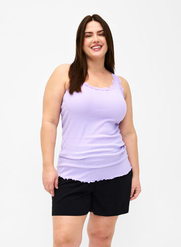 Zizzifashion Top with lace trim, Lavender, Model image number 0