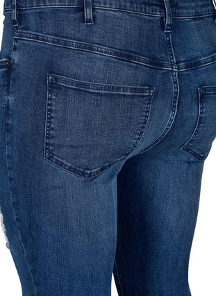 Zizzifashion Super slim Amy jeans with wear details, Blue Denim, Packshot image number 3