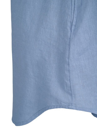 Zizzifashion Short-sleeved cotton blend tunic with linen, Faded Denim, Packshot image number 3
