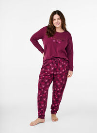 Cotton pyjamas pants with print, Fig Flower AOP, Model