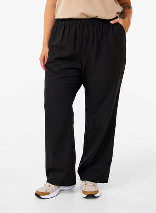 Zizzifashion Flared trousers with pockets, Black, Model image number 2