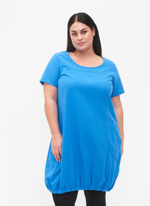 Zizzifashion Short-sleeved cotton dress, French Blue, Model image number 0