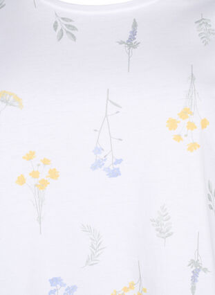 Zizzifashion Organic cotton T-shirt with floral print, Bright W. AOP, Packshot image number 2