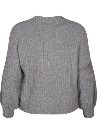 Zizzifashion Melange cardigan in rib knit, Light Grey Melange, Packshot image number 1