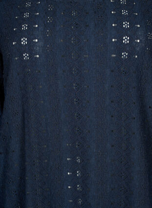 Zizzifashion Blouse with broderie anglaise and 7/8 sleeves, Navy Blazer, Packshot image number 2