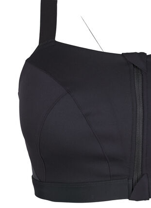 Zizzifashion Sports bra with a front closure and high support, Black, Packshot image number 3