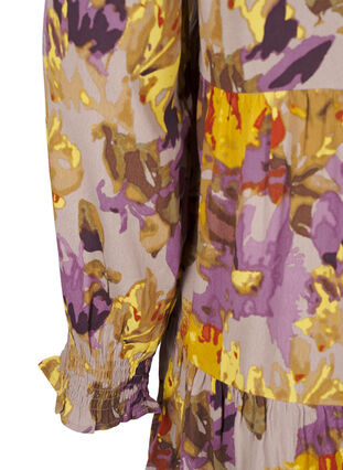 Zizzifashion Long-sleeved tunic with floral print, Purple Flower, Packshot image number 3