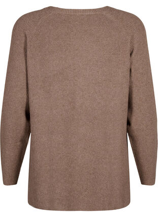 Zizzifashion Melange pullover with side slit, Walnut/White Mel., Packshot image number 1