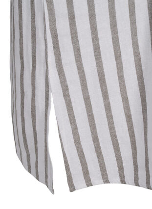 Zizzifashion Striped tunic dress in linen-viscose mix, White Stripe, Packshot image number 3