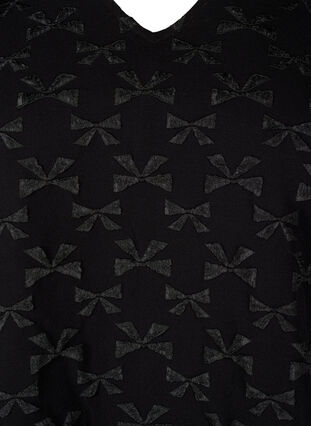 Zizzifashion Short-sleeved jacquard blouse with bows, Black W. Bow, Packshot image number 2