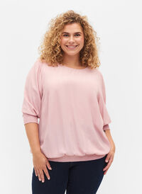 Solid-coloured viscose blouse with a balloon effect, Zephyr, Model