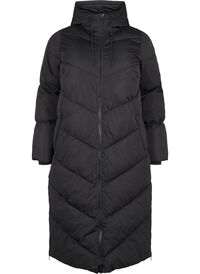 Best price - Long puffer coat with hood and pockets