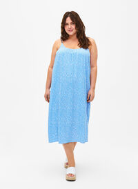 Viscose strap dress with print, Marina Flower AOP, Model