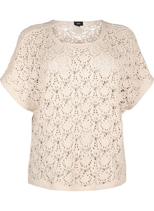 Zizzifashion Knitted blouse with short bat sleeves, Sandshell, Packshot image number 0