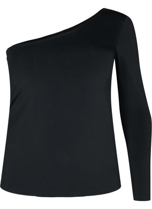 Zizzifashion One-shoulder blouse with close fit, Black, Packshot image number 0