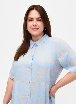 Zizzifashion Viscose shirt dress with print, Small Dot AOP, Model image number 2