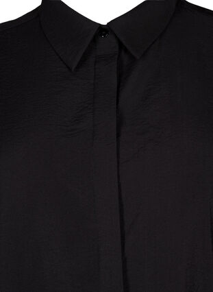 Zizzifashion Long viscose shirt with short sleeves, Black, Packshot image number 2