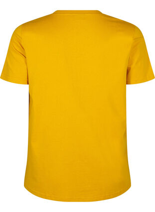 Zizzifashion Basic cotton T-shirt with round neck, Golden Yellow, Packshot image number 1