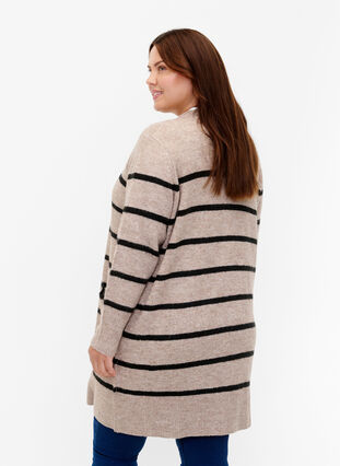 Zizzifashion Striped knit cardigan, Simply Taupe Mel., Model image number 1