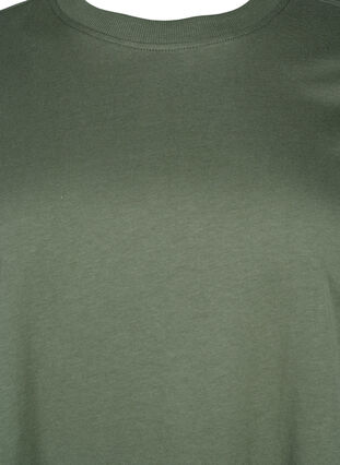 Zizzifashion Basic cotton T-shirt with round neck, Thyme, Packshot image number 2