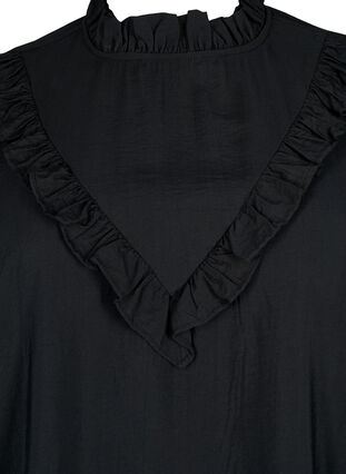 Zizzifashion Viscose blouse with frills, Black, Packshot image number 2