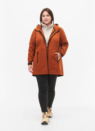 Zizzifashion Short softshell jacket with pockets, Ginger Bread, Model image number 2