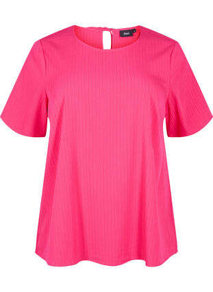 Zizzifashion Short-sleeved viscose blouse with ties, Bright Rose, Packshot image number 0