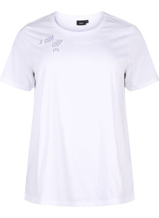 Zizzifashion Organic cotton T-shirt with bow detail, Bright White, Packshot image number 0