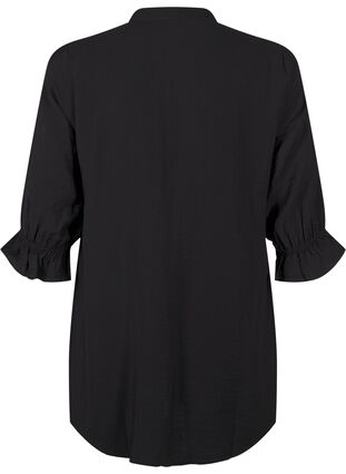 Zizzifashion Long viscose shirt with lace detail, Black, Packshot image number 1