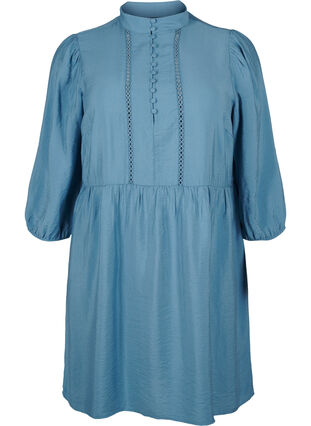 Zizzifashion Knee-length dress with embroidery and 3/4 sleeves, Blue Heaven, Packshot image number 0