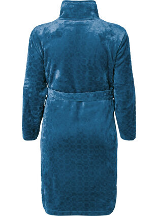 Zizzifashion Patterned dressing gown with zipper and pockets, Blue Coral, Packshot image number 1