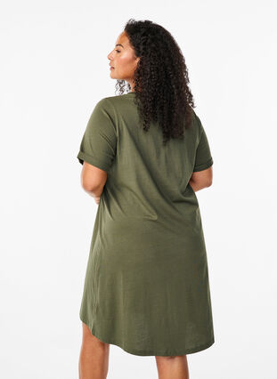 Zizzifashion Cotton t-shirt dress, Thyme, Model image number 1