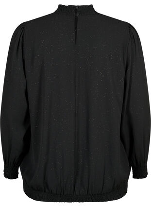 Zizzifashion FLASH - Long sleeved blouse with smock and glitter	, Black w. Silver, Packshot image number 1