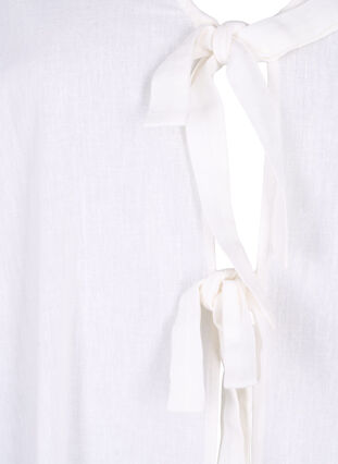 Zizzifashion 3/4 sleeve cotton blouse in a cotton blend with linen, Bright White, Packshot image number 2