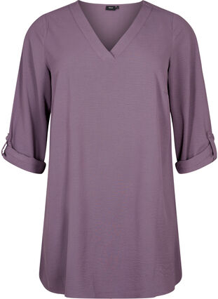 Zizzifashion A-shape tunic with 3/4 sleeves, Vintage Violet, Packshot image number 0